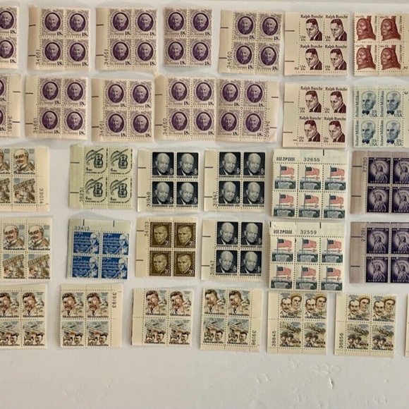 US vintage 1970's USPS stamps postage Art Us Stamp Lot 4 Plate